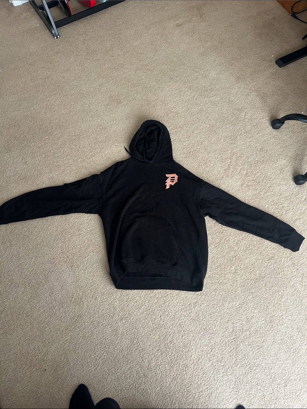 Primitive Black Zip-Up Hoodie with Pink 'P' Chest Logo